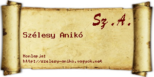 Szélesy Anikó névjegykártya